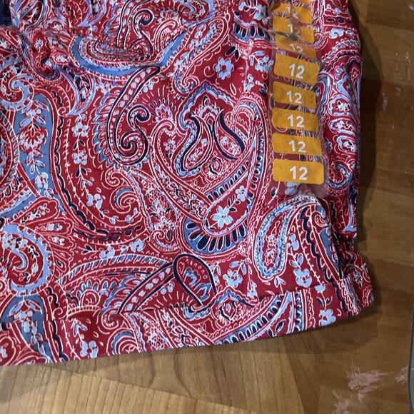 Bandolino Womens Red & Blue Paisley Print Shorts Size 12 Cotton Blend Mid-Rise - Picture 14 of 14